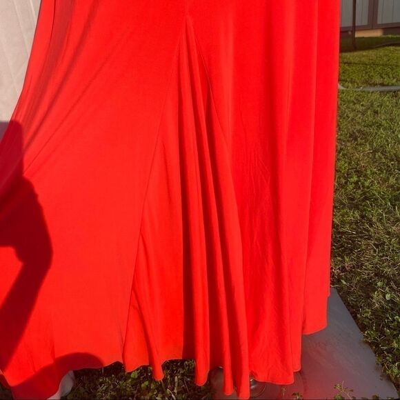 Betsy & Adam red/orange gorgeous gown w/ sequins - Picture 6 of 8